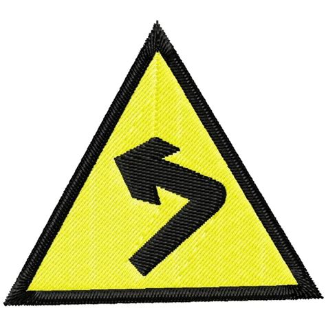 Left Turn Ahead Traffic Sign Embroidery Design