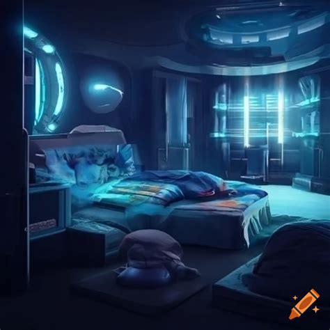 Modern sci-fi bedroom concept on Craiyon