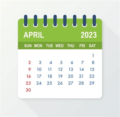 Abril 2023 Calendar Leaf Calendar 2023 en estilo plano Ilustración vectorial | Vector Premium