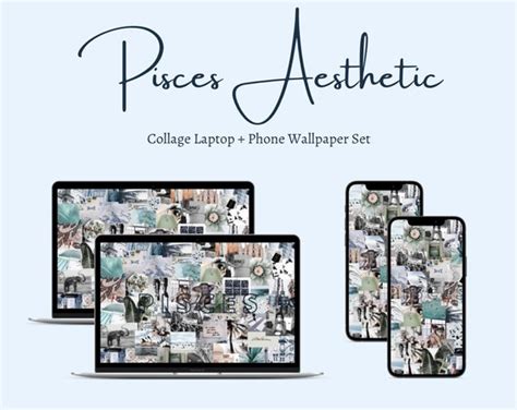 Pisces Zodiac Sign Aesthetic Collage Wallpaper Aesthetic - Etsy