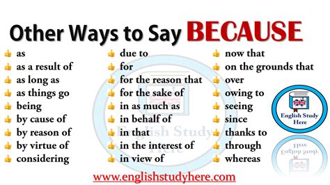 Other Ways to Say BECAUSE - English Study Here