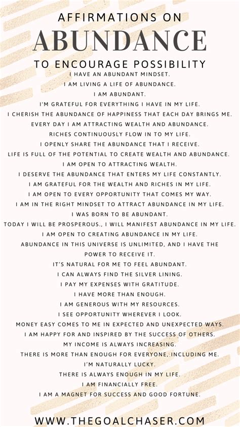 60+ Abundance Affirmations To Encourage Possibility - The Goal Chaser