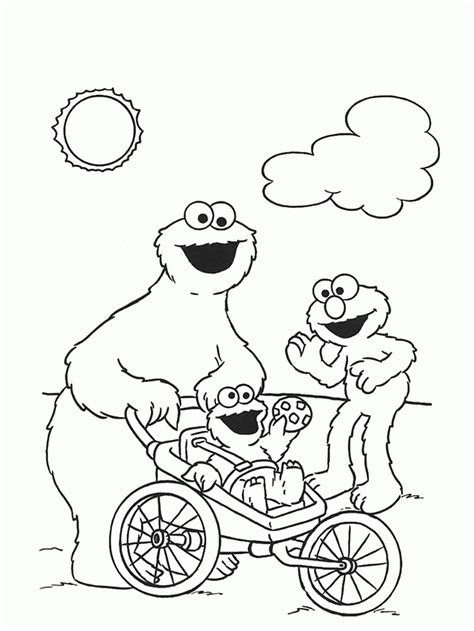 Baby Cookie Monster Coloring Pages : Baby Cookie Monster And Elmo ...