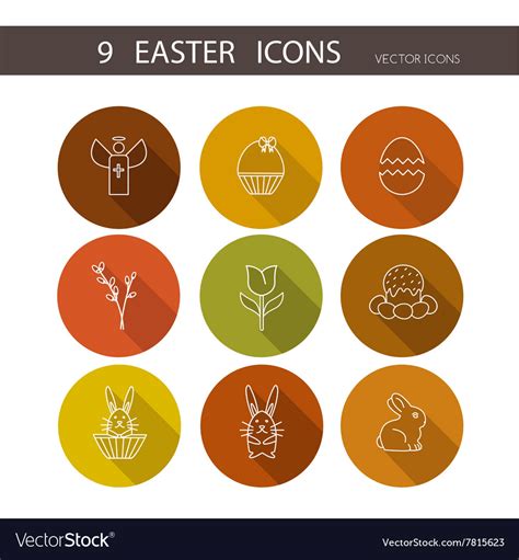 Collection of cute easter icons Royalty Free Vector Image