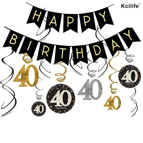 Buy Gold 40th Birthday Decorations,Happy 40th Birthday Banners, Party Packs Decorations for ...