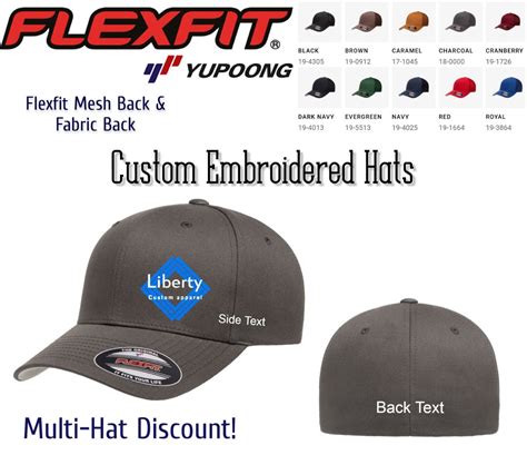 Custom Flexfit Embroidered Hats Flexfit Technology Mesh & Fabric Closed ...