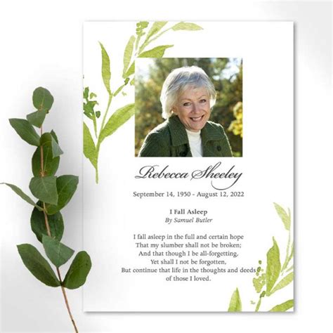 Memorial Card Keepsake with Photo and Poem to send as A Memorial Gift