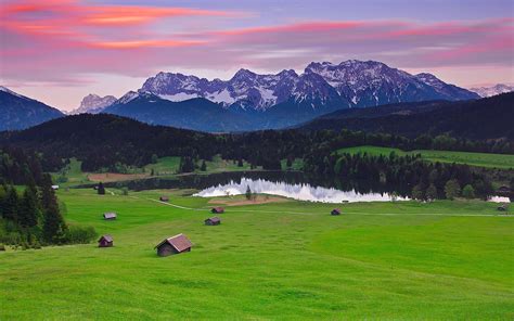Deutschland Bayern Landschaft, Berge Alpen, Wald, Gras, Häuser, See Hintergrundbilder ...