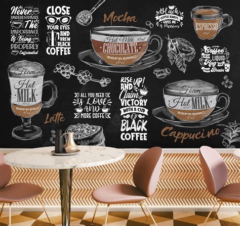 Cafe Shop Wallpaper Coffee Menu Wall Mural Easy Removable - Etsy