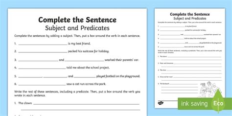 Sentence Completion Worksheet | Sentence Completion Exercise