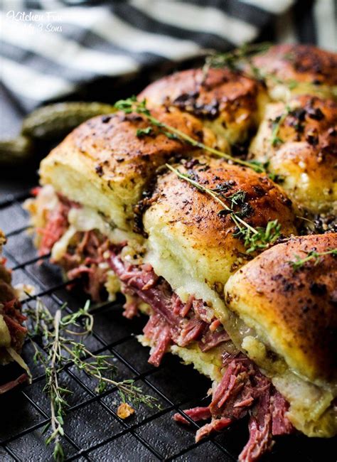 Reuben Sliders Recipe - Kitchen Fun With My 3 Sons | Reuben sliders, Slider recipes, Corned beef ...