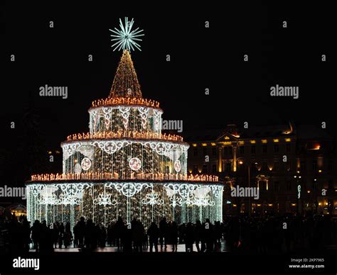 Vilnius, Lithuania - November 27, 2022: Beautiful decorated Christmas ...