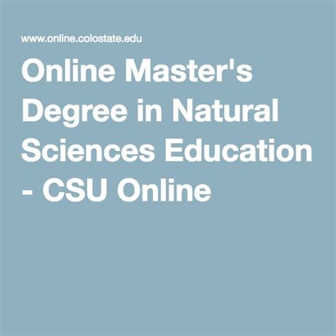 Online Master's Degree in Natural Sciences Education - CSU Online ...