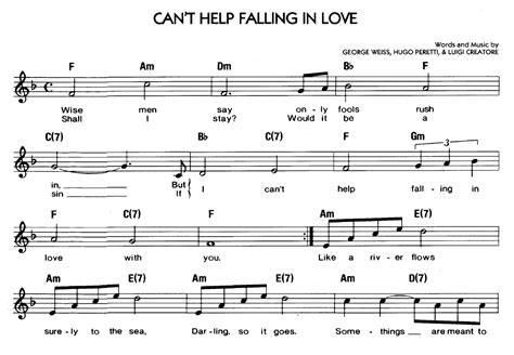 CAN'T HELP FALLING IN LOVE Sheet music | Easy Sheet Music