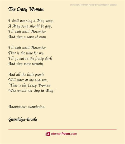 The Crazy Woman Poem by Gwendolyn Brooks