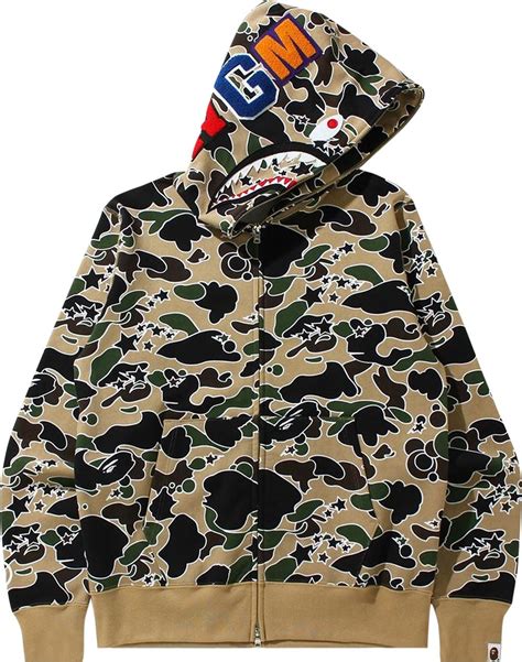 Buy BAPE Sta Camo Shark Zip Hoodie 'Yellow' - 1H80 115 004 YELLOW | GOAT