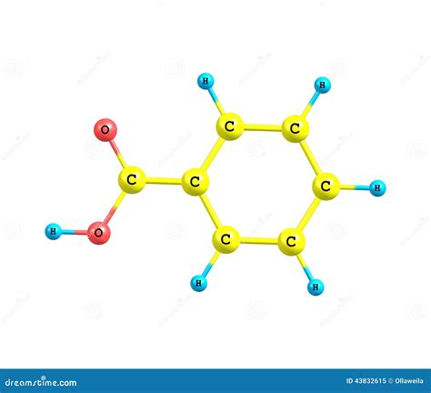 Benzoic Acid Molecule, Structural Chemical Formula, Ball-and-stick Model, Isolated Image ...