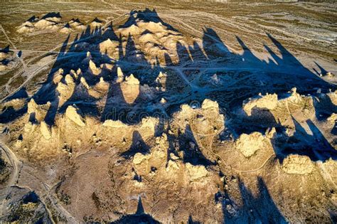 Aerial Shot of the Trona Pinnacles in California at Sunrise Stock Image ...