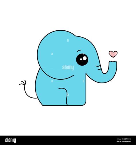 Cute blue elephant side view. Funny animal cartoon character. Elephant ...