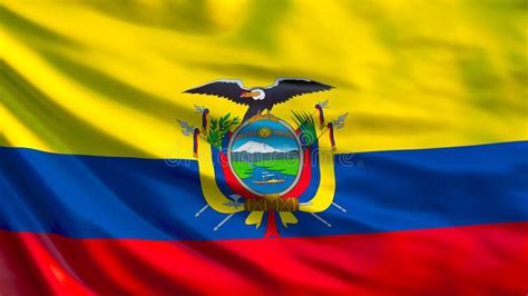 3d Flag Of Ecuador Waving In The Wind Stock Illustration - Illustration ...