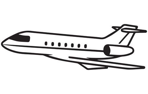 Airliner. Editable outline sketch of airplane. Stock vector illustration, Outline drawing plane ...