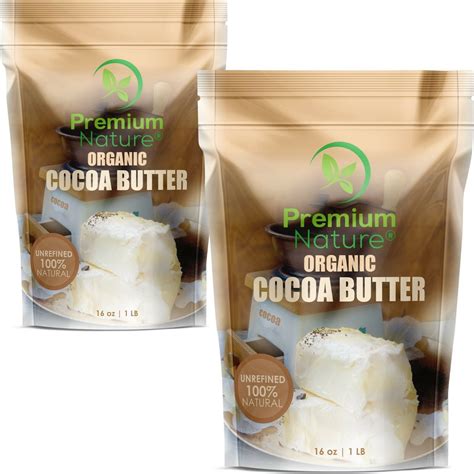 Organic Pure Raw Cocoa Butter - 2 lb Unrefined Natural Vegan Cacao Bar ...