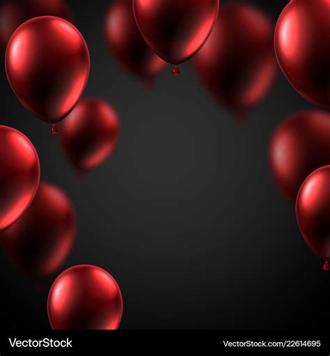 Black festive background with red shiny balloons Vector Image