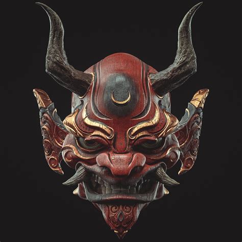 Oni Mask , Jacques Leyreloup on ArtStation at https://www.artstation.com/artwork/dOoyPJ | Oni ...