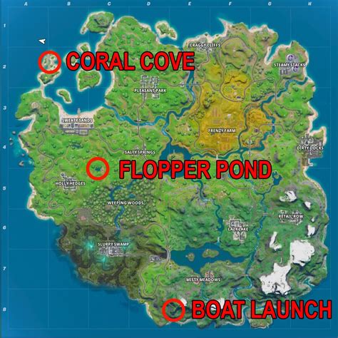 Fortnite Boat Launch, Coral Cove, and Flopper Pond locations | GamesRadar+