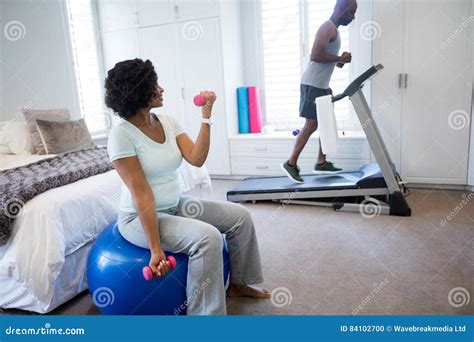 Man Running on Treadmill in Bedroom Stock Photo - Image of healthcare, bedroom: 84102700