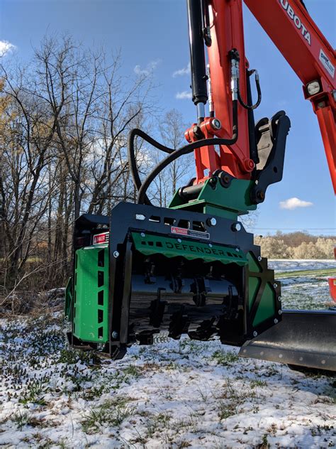 Construction equipment attachments for land-clearing