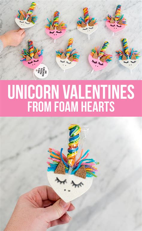 Make DIY Unicorn Valentines from Foam Hearts