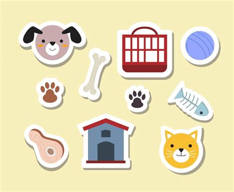 Cute Pet Stickers Vector Vector Art & Graphics | freevector.com