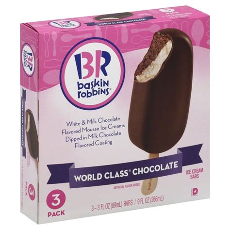 Baskin Robbins Ice Cream Bars, World Class Chocolate (3 each) - Instacart