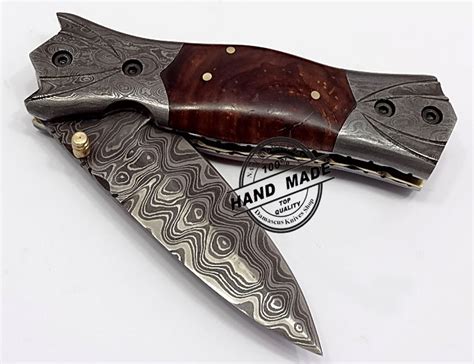 Damascus Folding Liner Lock Knife Swiss Damascus Folding Knife