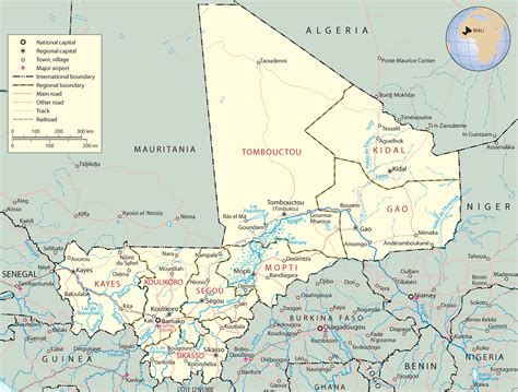 Map of Mali Africa - Sahara Desert - Travel Africa