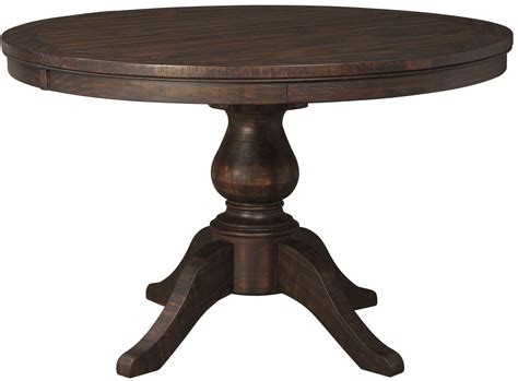 Trudell Dark Brown Round Extendable Pedestal Dining Table from Ashley (D658-50T-50B) | Coleman ...