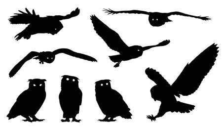 Owl Silhouettes On The White Background Royalty Free Cliparts, Vectors, And Stock Illustration ...