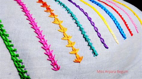 10 Colorful Basic Hand Embroidery Border Stitches for Beginners-79 ...