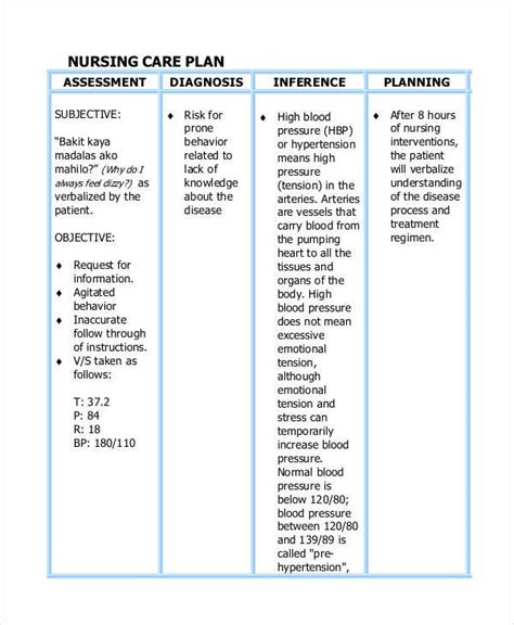 Nursing Care Plan Template Word Inspirational Care Plan Template 16 Word Pdf format Download ...