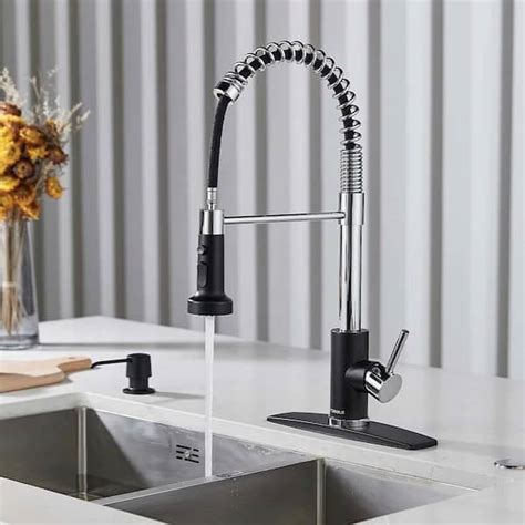 FORIOUS Single-Spring Handle Kitchen Faucet with Pull Down Function Sprayer Kitchen Sink Faucet ...