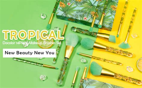 Tropical Makeup Brushes Docolor 14 Pieces Professional Makeup Brushes Set Premium Synthetic ...