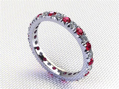 Ruby and Diamond Eternity Birthstone Ring in Platinum - Etsy New Zealand