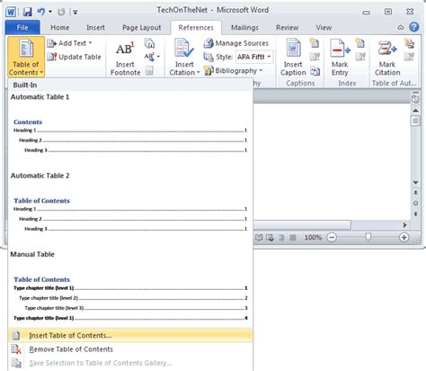 How To Create Table Of Contents In Ms Word | Decoration Drawing