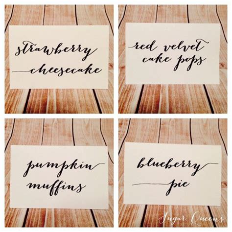 Calligraphy Font Desert or Candy Bar Cards Printed and folded looks like hand written on Etsy ...