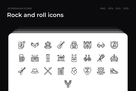 Rock and roll icons | Outline Icons ~ Creative Market