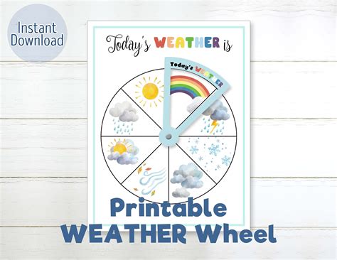 Printable Today's Weather Wheel Preschool Kindergarten - Etsy