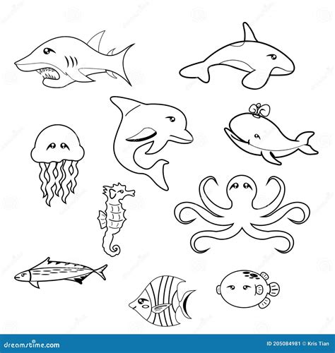 Coloring Book of Big Fish and Small Fish Stock Vector - Illustration of ...