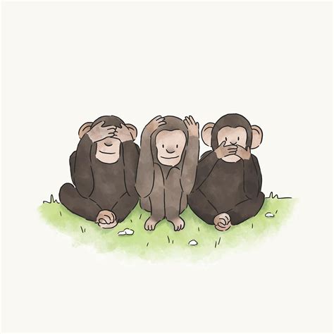 Monkey no see, no hear, no speak | Royalty free stock illustration - 416582