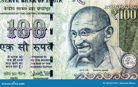 Mahatma Gandhi Portrait on Indian 100 Rupee Banknote Stock Photo ...